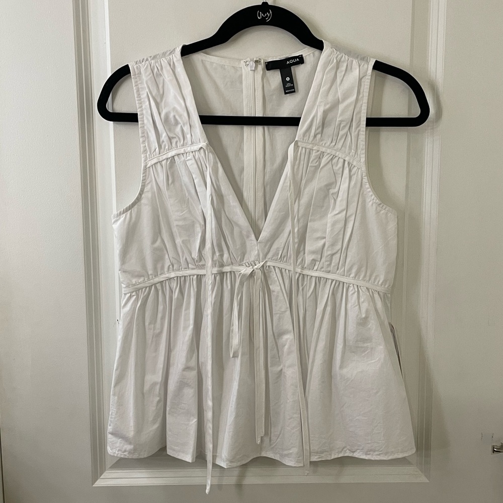 Aqua White Tank Top Size S NWT